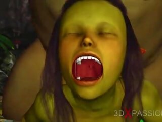 Vert monstre ogre baise dur une oversexed femelle goblin arwen en la enchanted forêt