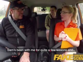 Fake Driving School Exam failure initiates to super tempting blonde car fuck