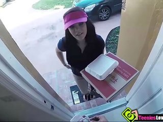 Pizza delivery lieveling kimber bos krijgt paid naar krijgen geneukt door haar klant